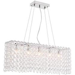 APBEAM Glass Rectangular Chandelier Modern Hanging Glass Pendant Light for Dining Room Living Room Kitchen Island Medium