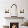 MOTINI Double Gold Wall Sconce Lighting Black and Brushed Brass Metal Vanity Light for Bathroom Bedroom, 2-Light E12 Candelabra Sconces, Gold