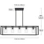 VINLUZ Modern Chandeliers Farmhouse Lighting 5 Lights Black with Clear Seedy Glass Shade Dining Room Light Fixtures Industrial Rustic Ceiling Hanging Pendant Lighting for Kitchen Island Foyer Bar