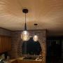 MOTINI Mini Pendant Light 1 Light Adjustable Hanging Height Light Fixture with Carving Shade Metal Modern Pendant Light for Kitchen Island Dining Room Bedroom, Living Room, Black