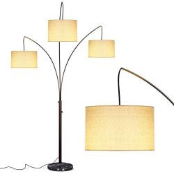 Brightech Trilage Arc Floor Lamp w/ Marble Base -- 3 Lights Hanging Over The Couch from Behind - Multi Head Arching Tree Lamp - for Mid Century, Modern & Contemporary Rooms - Oil Rubbed Bronze