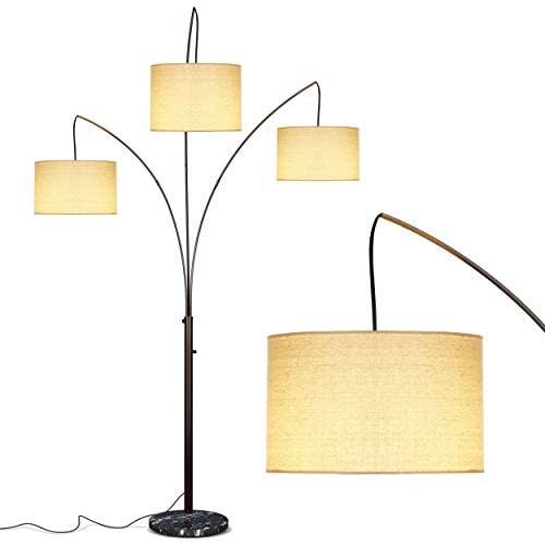 Brightech Trilage Arc Floor Lamp w/ Marble Base -- 3 Lights Hanging Over The Couch from Behind - Multi Head Arching Tree Lamp - for Mid Century, Modern & Contemporary Rooms - Oil Rubbed Bronze