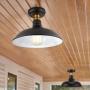 Semi Flush Mount Ceiling Light, Set of 2 12-inch Farmhouse Metal Rustic Lighting Fixture, Antique Brass Mount & Rich-Oil Rubbed Bronze Finish, Industrial Pendant Lights Fixtures for Indoor Outdoor
