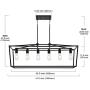 6 Light BONLICHT Farmhouse Kitchen Island Dining Room Chandelier,Matte Black Metal Rectangle Pendant Lighting Cage Ceiling Hanging Light Fixture for Bedroom Dining Room Kitchen Bar