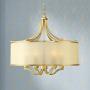 Sydney Warm Antique Brass Drum Pendant Chandelier 25'' Wide Modern Clear Gold Organza Shade 6-Light Fixture for Dining Room House Island Entryway Bedroom Living Room - Possini Euro Design
