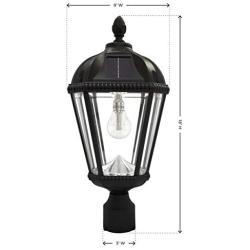 Gama Sonic GS-98B-F-BLK Royal Bulb Lamp Outdoor Solar Light Fixture, 3'' Post-Fitter Mount, Black