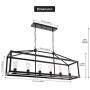 BONLICHT Modern Rectangle Chandelier 6 Light Black Industrial Vintage Kitchen Island Lighting Fixture Hanging Pendant Lamp Farmhouse Metal Cage Ceiling Light Fixtures for Living Room Dining Room Foyer