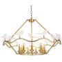 9-Light Living Room Dining Room Bedroom Project Golden Simple Creative Dining Table Glass Bird Chandelier Size: 100 40CM