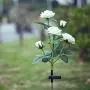 New Material Outdoor Realistic Solar Powered Rose Lights Flower Stake, for Garden Patio Yard Pathway Decoration, White