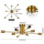 LynPon 8 Lights Modern Ceiling Light Semi Flush Mount Light Fixture Mid Century Gold Brass Sputnik Chandelier for Kitchen Dining Room Living Room Bedroom Foyer Lighting