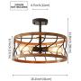 Biewalk Rustic Lighting Black Pendant Light Modern Semi Flush Mount Ceiling Light Fixture Faux Wood Industrial Retro Farmhouse Light Fixture For Dining, Living Room, Bedroom, Kitchen,Hallway,Farmhouse