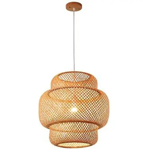 Nordic Simple And Modern Chandelier Handmade Bamboo Weaving Pendant Light Creative Personality Hanging Lamp Living Room Bedroom Dining Room Suspend Light