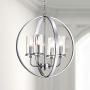 Maxax Orb Chandeliers 4 Lights Pendant Lighting Globe Chandeliers for Foyer Lighting Adjustable Pendant Light Fixtures Chrome Finish Chandelier for Dining & Living Room, Bedroom, Foyer and Kitchen