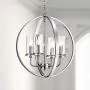 Maxax Orb Chandeliers 4 Lights Pendant Lighting Globe Chandeliers for Foyer Lighting Adjustable Pendant Light Fixtures Chrome Finish Chandelier for Dining & Living Room, Bedroom, Foyer and Kitchen
