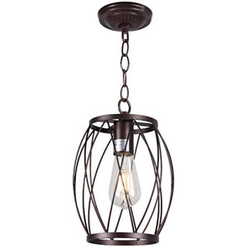 Infront 1 Light Hanging Lights Farmhouse Chandelier Modern Pendant Kitchen Lighting Oil Rubbed Bronze Finish Dining Room Lighting Fixtures Hanging Lamp Semi Flush Mount Ceiling Lights