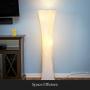 Brightech Harmony LED Floor Lamp for Boho (Bohemian) Living Rooms & Bedrooms – Mid Century Modern Minimalist, Ambient Light – Perfect for Beside The Bed or Office, Corner Lamp – White Shade