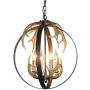 Unitop Farmhouse Chandelier-4 Light D18'' Vintage Antler Globe Rustic Chandelier-Pendant Lighting for Kitchen Island Bedroom Dining Room Coffer Bar 3002C-4