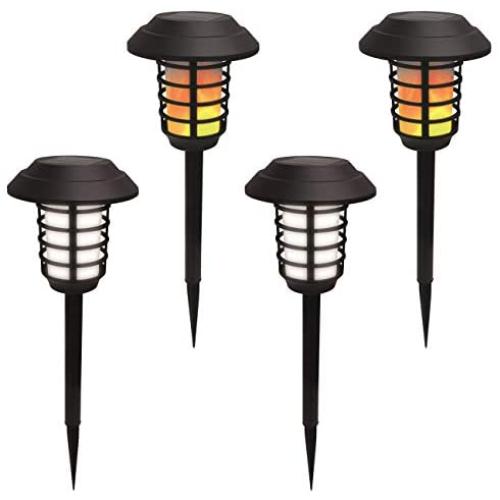 Bell Howell 2905 Smart Solar Lights Pathway Outdoor Garden Path Light Waterproof Wireless Sun Powered Landscape Lighting for Yard Patio Set of 4 Black