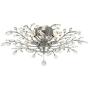 SEOL-LIGHT Vintage Large Crystal Branches Chandeliers Ceiling Light Flush Mounted Fixture with 5 Light 200W Sliver Grey for Bedroom,Entryway,Living Room,31.5''Dia