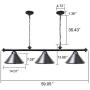 Wellmet 3 Light Pool Table Light, Vintage Retro Kitchen Island Pendant Light with Matte Black Shade, Modern Industrial Chandelier