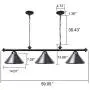 Wellmet 3 Light Pool Table Light, Vintage Retro Kitchen Island Pendant Light with Matte Black Shade, Modern Industrial Chandelier