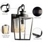 MOTINI 17 Vintage Outdoor Wall Lantern Lamp with Motion Sensor 1-Light Classic Dusk to Dawn Wall Mount Light in Black Finish with Clear Beveled Glass Shade, ETL