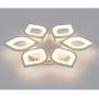 LITFAD 6 Heads Petal Semi Flush Light Monochromatic LED Ceiling Light Fixture 110-120V 60W Modern Acrylic Ceiling Lamp with White Metal Canopy for Living Room Bedroom Restaurant - White