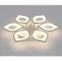 LITFAD 6 Heads Petal Semi Flush Light Monochromatic LED Ceiling Light Fixture 110-120V 60W Modern Acrylic Ceiling Lamp with White Metal Canopy for Living Room Bedroom Restaurant - White