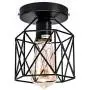 Licperron Semi-Flush Mount Ceiling Light E26 E27 Retro Black Industrial Ceiling Light Fixture for Porch Hallway Kitchen Farmhouse Lighting 2 Pack