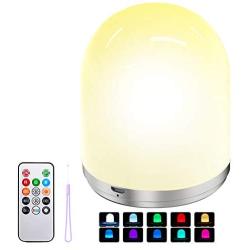 LED Nursery Night Light for Kids, Warm White & RGB Color Changing Dimmable Lamp, Rechargeable Night Light with Remote Control for Kids Baby Bedroom Table Living Office by PeakPlus