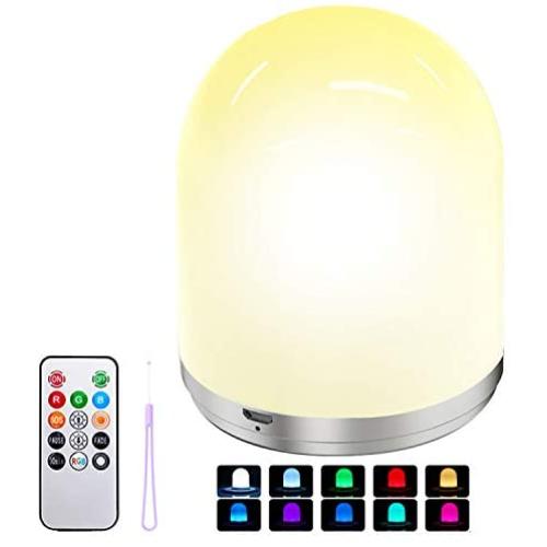 LED Nursery Night Light for Kids, Warm White & RGB Color Changing Dimmable Lamp, Rechargeable Night Light with Remote Control for Kids Baby Bedroom Table Living Office by PeakPlus