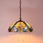 Tiffany Pendant Lamp W16H40 Inch Blue Stained Glass Lampshade Link Antique Pendant Lamp Ceiling Style 2E26 Lighting for Dining Room Living Room S160E WERFACTORY Living Bar Room Lover Study Gifts