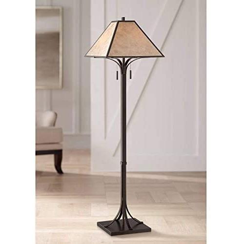 Duarte Mission Rustic Floor Lamp Oil Rubbed Bronze Tapering Square Light Mica Shade for Living Room Reading Bedroom Office - Franklin Iron Works