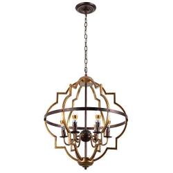 Rustic Chandelier,6-Lights Vintage Metal Chandelier Lighting,Classy Farmhouse Pendant Light, Ceiling Hanging Light Fixtures for Dining Room,Bedroom,Living Room,Foyer