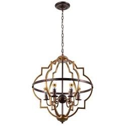 Rustic Chandelier,6-Lights Vintage Metal Chandelier Lighting,Classy Farmhouse Pendant Light, Ceiling Hanging Light Fixtures for Dining Room,Bedroom,Living Room,Foyer