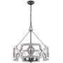 Farmhouse Wood Drum Chandelier, Cottage Burlywood Hanging Pendant Ceiling Light for Dining Room, Living Room, Foyer