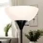 Brightech Sky Dome - Very Bright LED Torchiere Floor Lamp for Living Rooms & Offices– Dimmable Modern Standing Lamp – Tall Pole Light for Bedrooms – LED Bulb Included - Jet Black