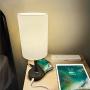 COZOO Bedside Table & Desk Lamp with Wireless Charging Pad and 3 USB Charging Ports,10W, Black Charger Base with White Fabric Shade, LED Light for Bedroom/Nightstand/Living Room