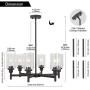 VINLUZ 6 Light Farmhouse Chandelier Classic Pendant Lighting Oil-Rubbed Bronze Industrial Ceiling Lighting Fixture with Clear Glass Shades for Dining Room Kitchen Livingroom