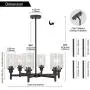 VINLUZ 6 Light Farmhouse Chandelier Classic Pendant Lighting Oil-Rubbed Bronze Industrial Ceiling Lighting Fixture with Clear Glass Shades for Dining Room Kitchen Livingroom
