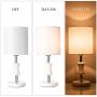 White Bedside Desk Table Lamp, Modern Fabric Shade Desk Lamp Nightstand for Bedroom Living Room End Table