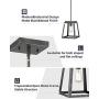EAPUDUN Lantern Pendant Light, Adjustable Height Square Cage Hanging Lighting Fixture 10'' Rustic Lantern Chandelier for Dinning Room Kitchen Island Foyer, Black&Silver Hand-Brush Finish, PDA1294-FBGT