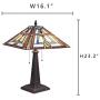 Artzone 2-Light Tiffany Table Lamp 15.9 inch Wide Stained Glass Table Light Desk Lamp Mission Style Welding Table Lamps for Living Room Bedroom