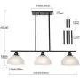 TULUCE Modern Chandelier Oil Rubbed Bronze Alabaster Glass Rustic Pendant Lighting 3-Light Linear Ceiling Lighting for Kitchen Dining Room Bedroom Foyer