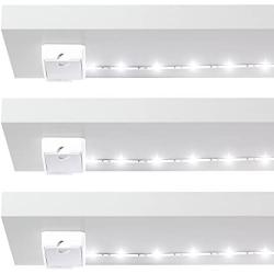 Luminoodle Click AA Battery Powered LED Push Lights - 3-Pack - for Kitchen, Closet, Pantry, Shelf Lighting - 36in. Wireless Stick Anywhere Adhesive String Tap Lights - Warm White (2700K)