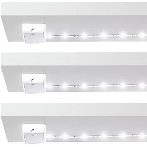 Luminoodle Click AA Battery Powered LED Push Lights - 3-Pack - for Kitchen, Closet, Pantry, Shelf Lighting - 36in. Wireless Stick Anywhere Adhesive String Tap Lights - Warm White (2700K)