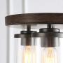 Semi Flush Mount Ceiling Light, Farmhouse Wood Light Fixtures with 3 Clear Glass Shade for Dining Room, Bedroom, Hallway