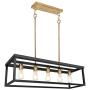 5-Light Kitchen Island Pendant Lighting, LED Bulbs Included, Industrial Dining Room Light Fixtures, 35 inch Linear Chandelier with Brass & Black Painting, ETL Listed 5-Light Kitchen Island Pendant Lighting, LED Bulbs Included, Industrial Dining Room Light Fixtures, 35 inch Linear Chandelier with Brass & Black Painting, ETL Listed