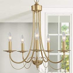 Dining Room Lighting Fixtures Hanging, Modern Gold Light Fixture Hanging for Kitchen Island, Hallway, Bedroom, Living Room, 18.5” in D, Brass