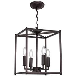 Farmhouse Lighting Chandelier Light Fixtures Ceiling Hanging Oil Rubbed Bronze 4 Lights E12 Base for Entryway Dining Room Lights by Lucidce